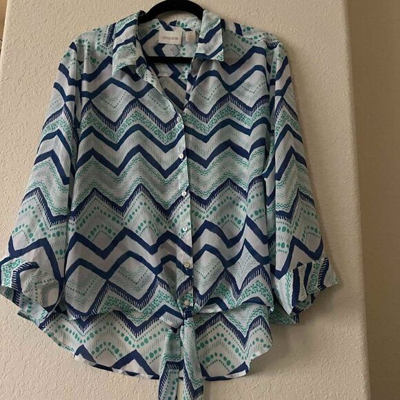 CHICO'S Women's Button-down Top  Chiffon Blouse, 3/4 Sleeve size 3 - Picture 4 of 10